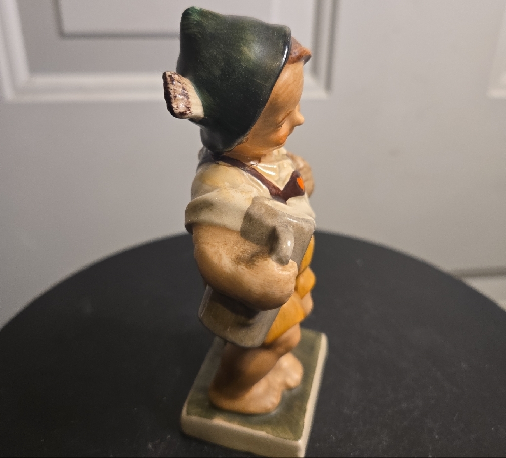 Vintage Friedel Germany Ceramic Boy Figurine with Green Hat And Blur Pitcher - Picture 3 of 10
